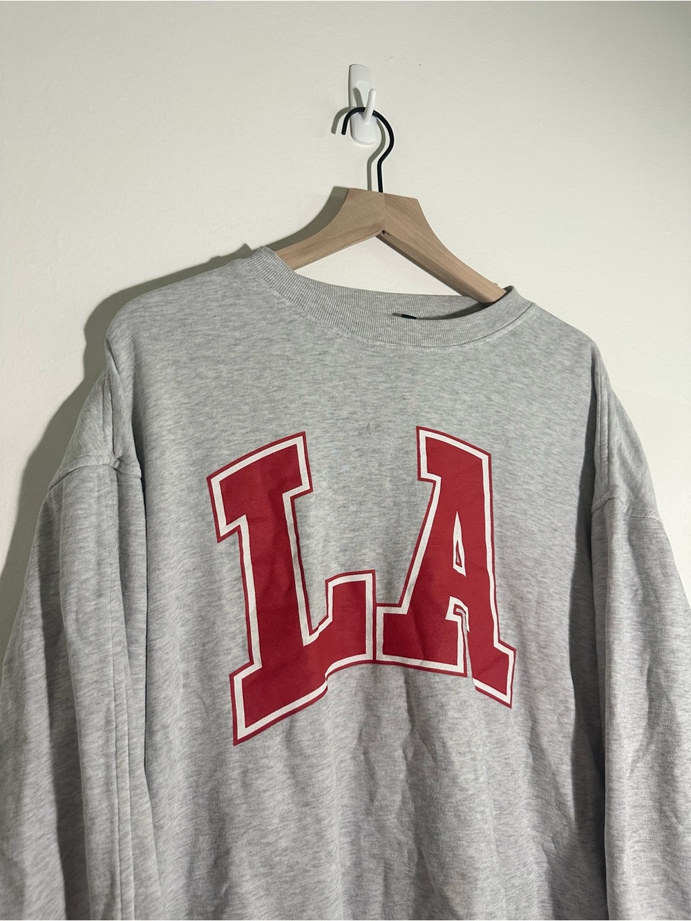 H&M Divided Light Gray Crewneck Sweatshirt with Red Accent